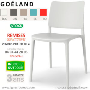 Chaise collectivité empilable en polypropylène blanc, Goéland