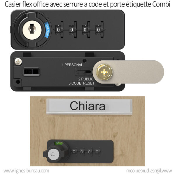 Casier flex office avec serrure a code et porte étiquette Combi