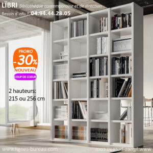 Bibliothèque de bureau moderne design en blanc, Lïbri