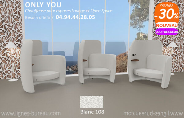 Chauffeuse lounge design haut de gamme en cuir blanc, Only You