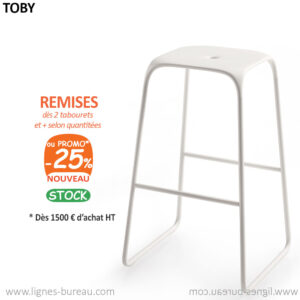 Tabouret haut design blanc pour table de réunion, mange debout, Toby