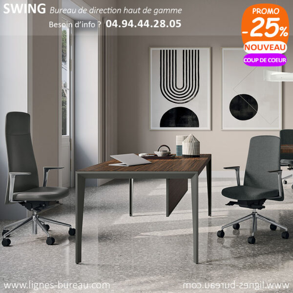 Bureau contemporain design direction ébenisterie Ébène, Swing